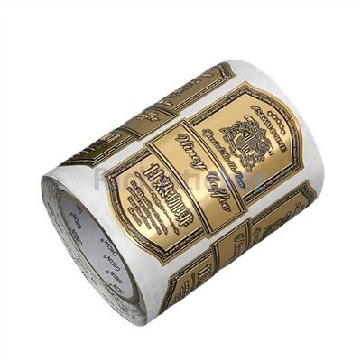 Stikers tal-fojl tad-deheb vintage tal-metall imqabbża tikketti tal-inbid aħmar
